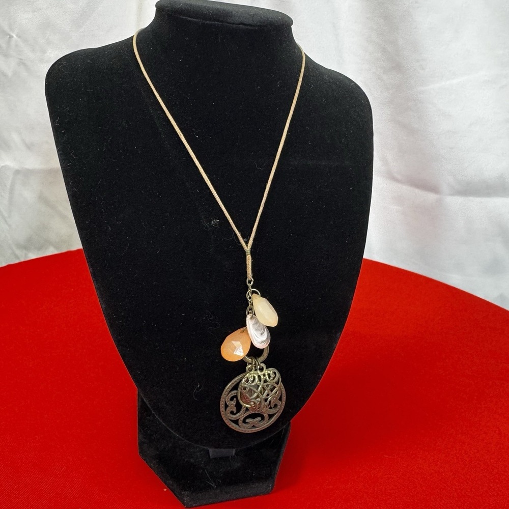 Boho Brown And‎ Orange Gold Tone Necklace